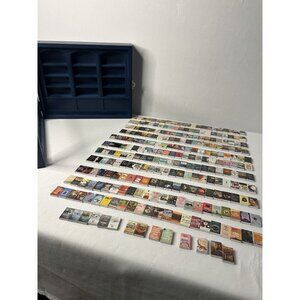 Miniature Book Set With Blue Wooden Bookshelf